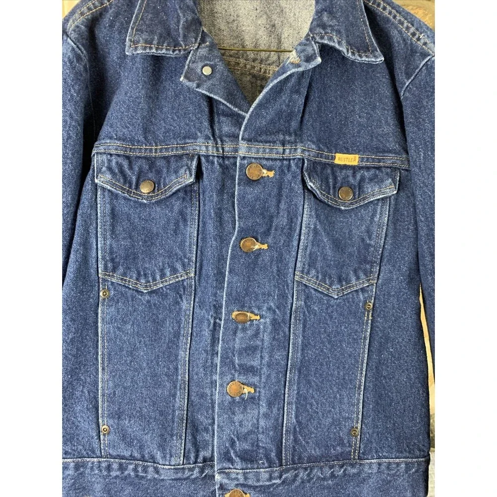 VTG Rustler Denim Jean Jacket Size Youth Kid’s Medium Button Down Made in USA